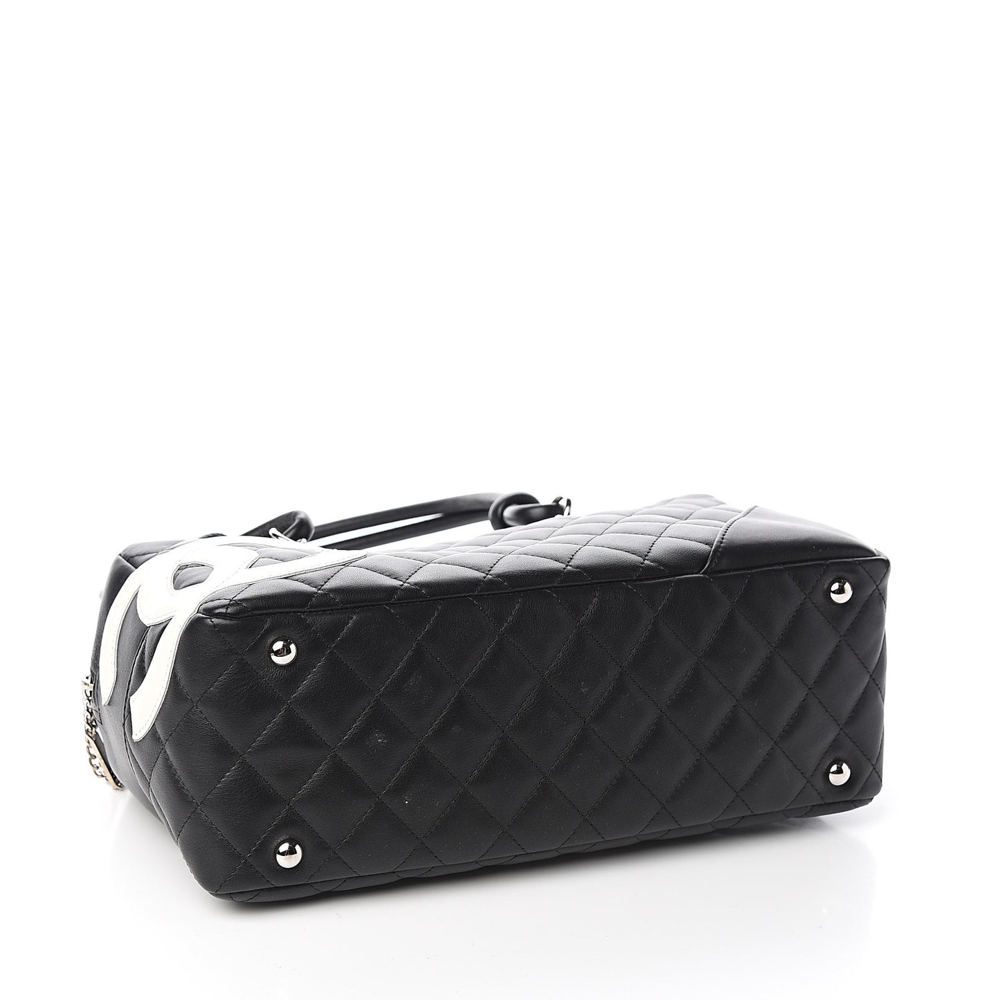 Calfskin Quilted Large Cambon Bowler Black White