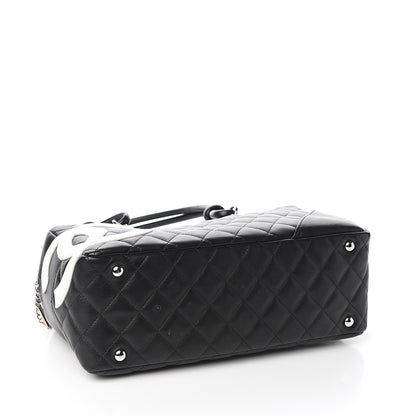 Chanel Calfskin Quilted Large Cambon Bowler Black White 3 of 10
