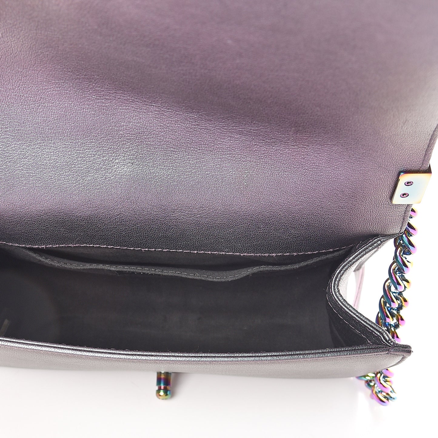 Iridescent Goatskin Quilted Medium Boy Flap Purple