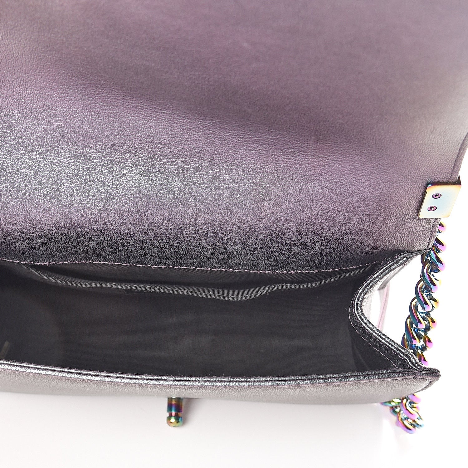 Chanel Iridescent Goatskin Quilted Medium Boy Flap Purple 4 of 9