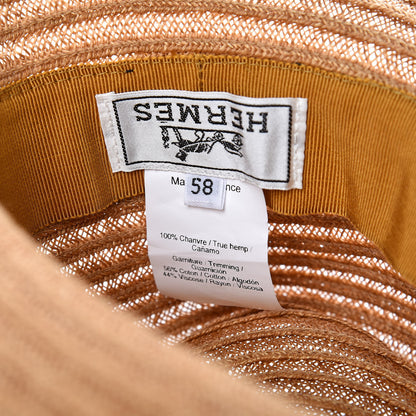 Hermes Straw Grosgrain Hat 58 5 of 6