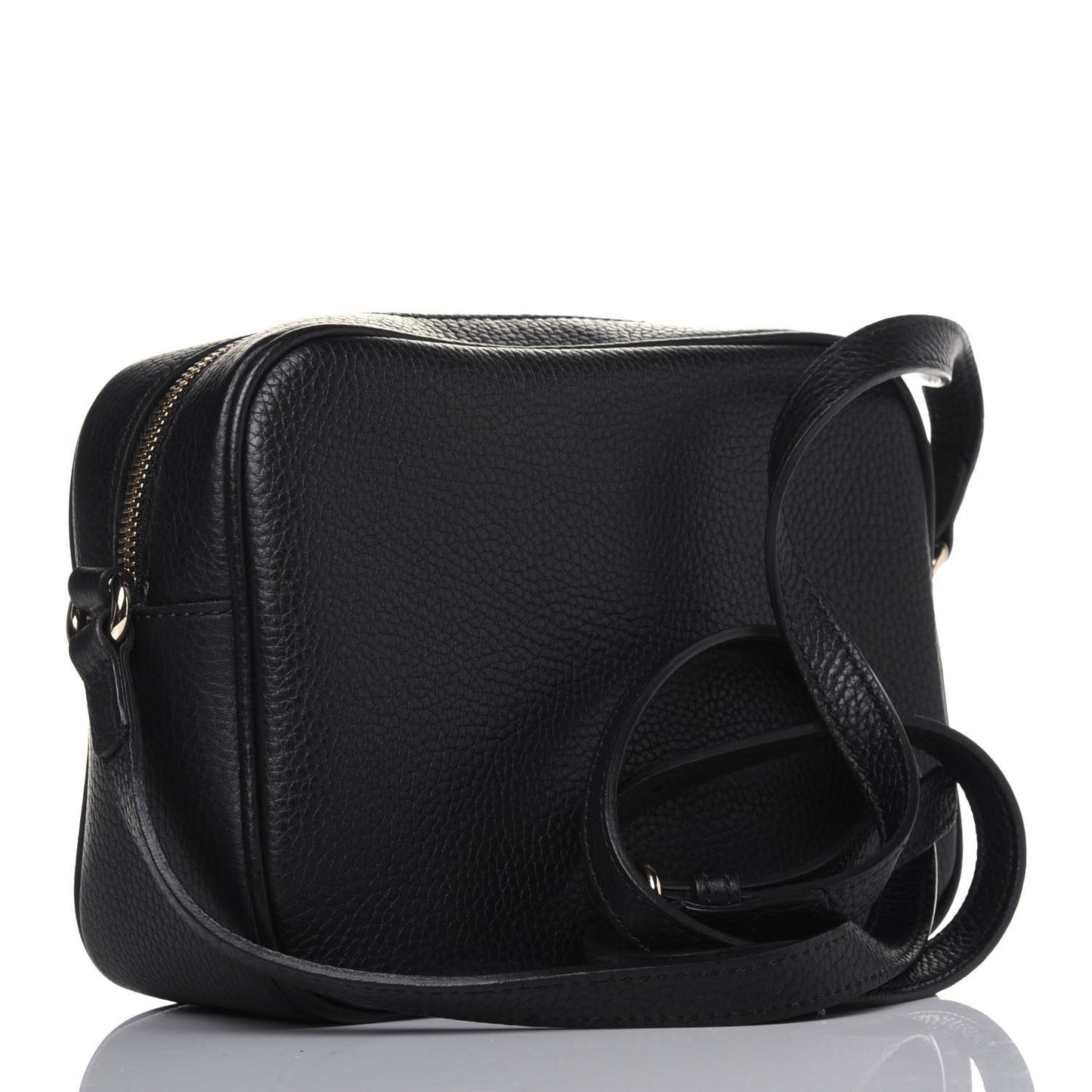 Pebbled Calfskin Small Soho Disco Bag Black