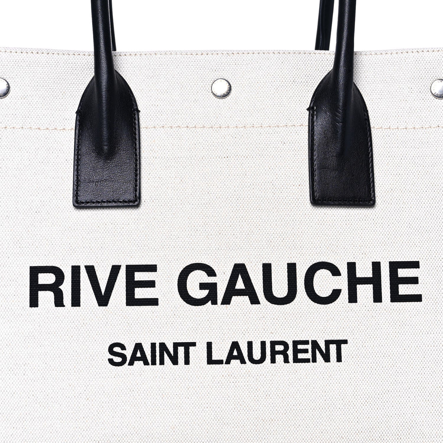 Saint Laurent Linen Calfskin Small Rive Gauche Tote Optic White 9 of 15