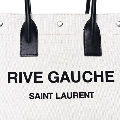 Saint Laurent Linen Calfskin Small Rive Gauche Tote Optic White 9 of 15
