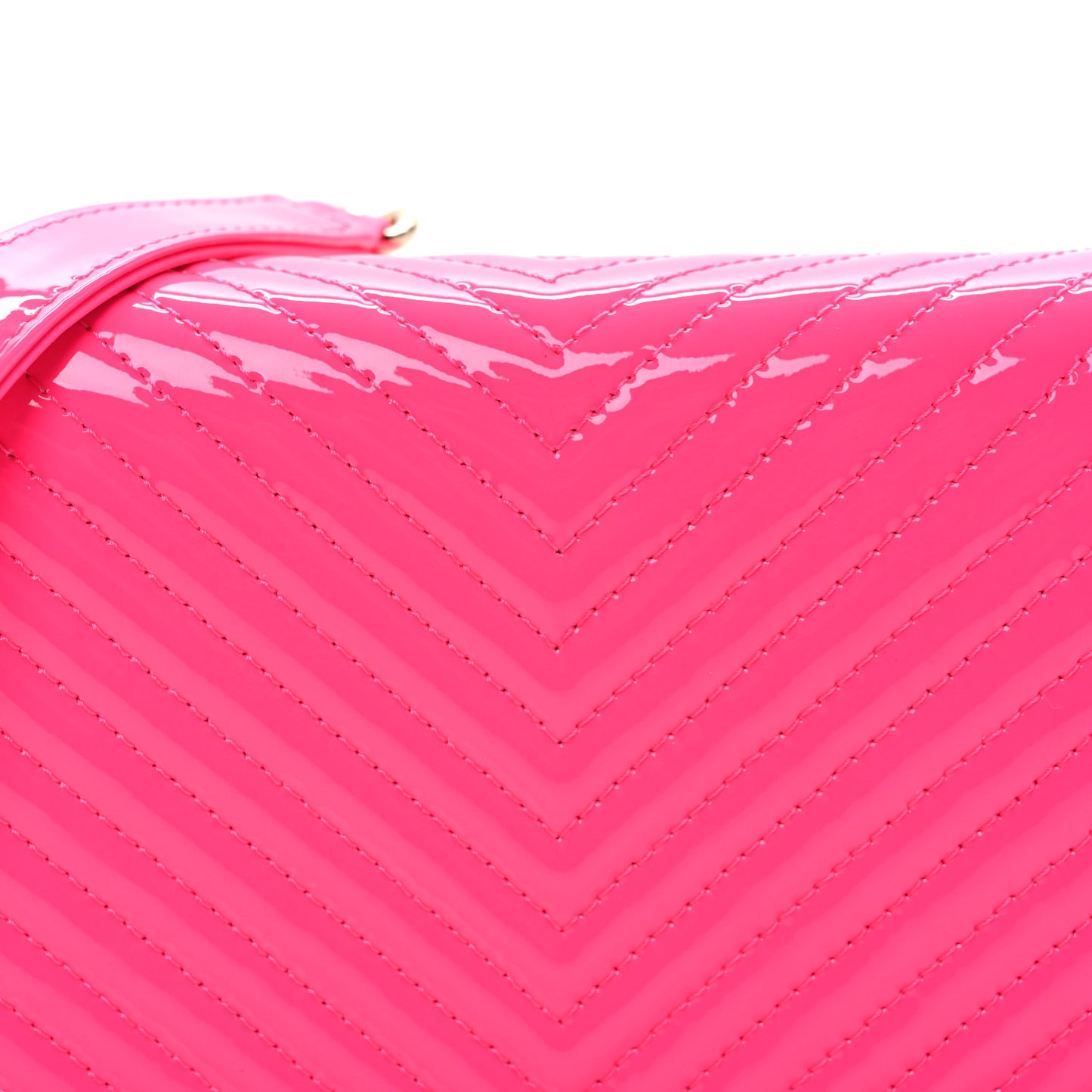 Patent Chevron Quilted Boy Wallet On Chain WOC Neon Pink
