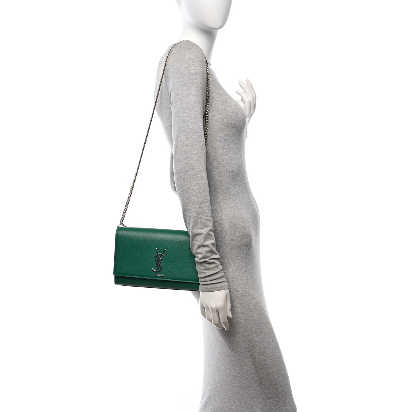 Grain De Poudre Medium Classic Monogram Kate Satchel Brilliant Grass