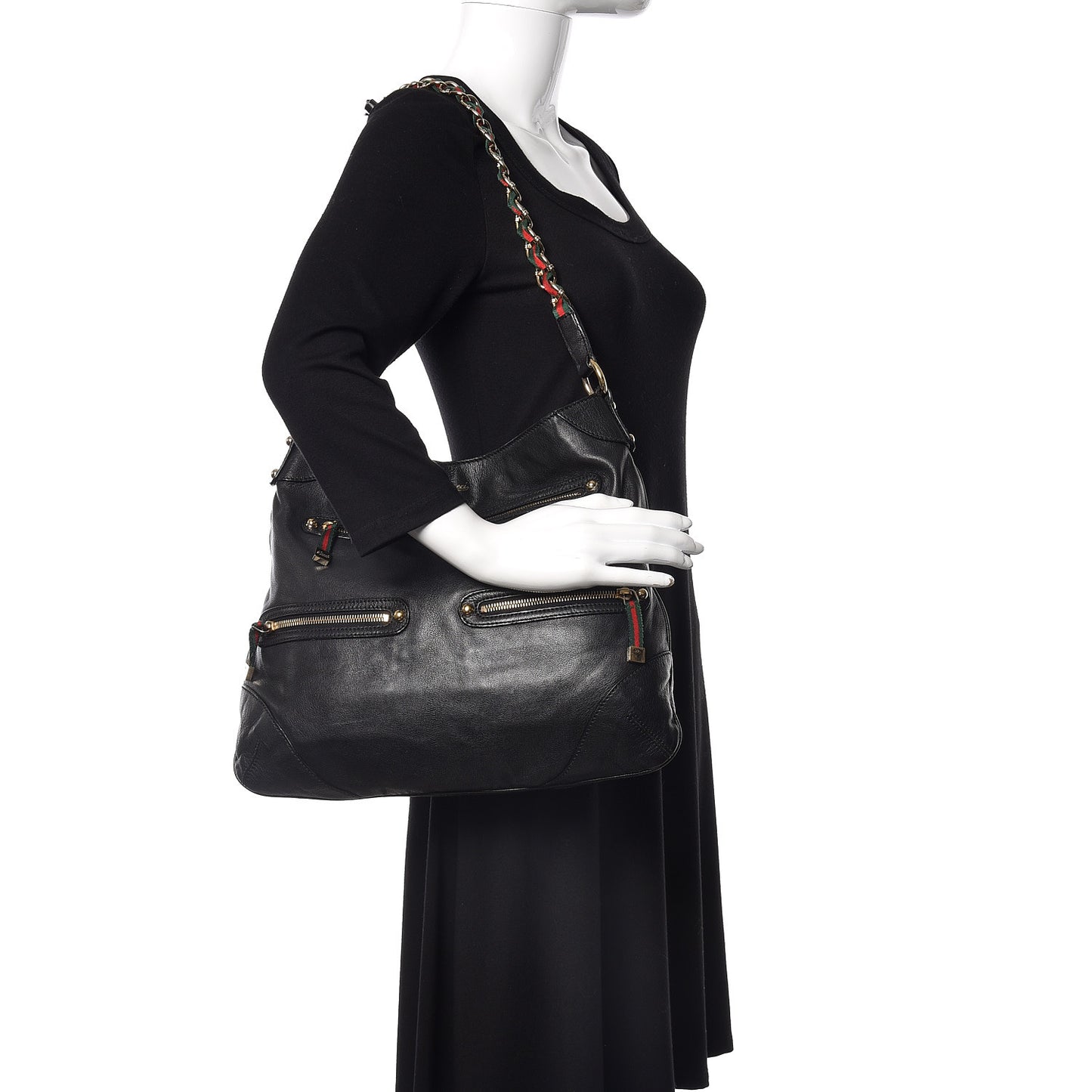 Calfskin Medium Capri Shoulder Bag Black