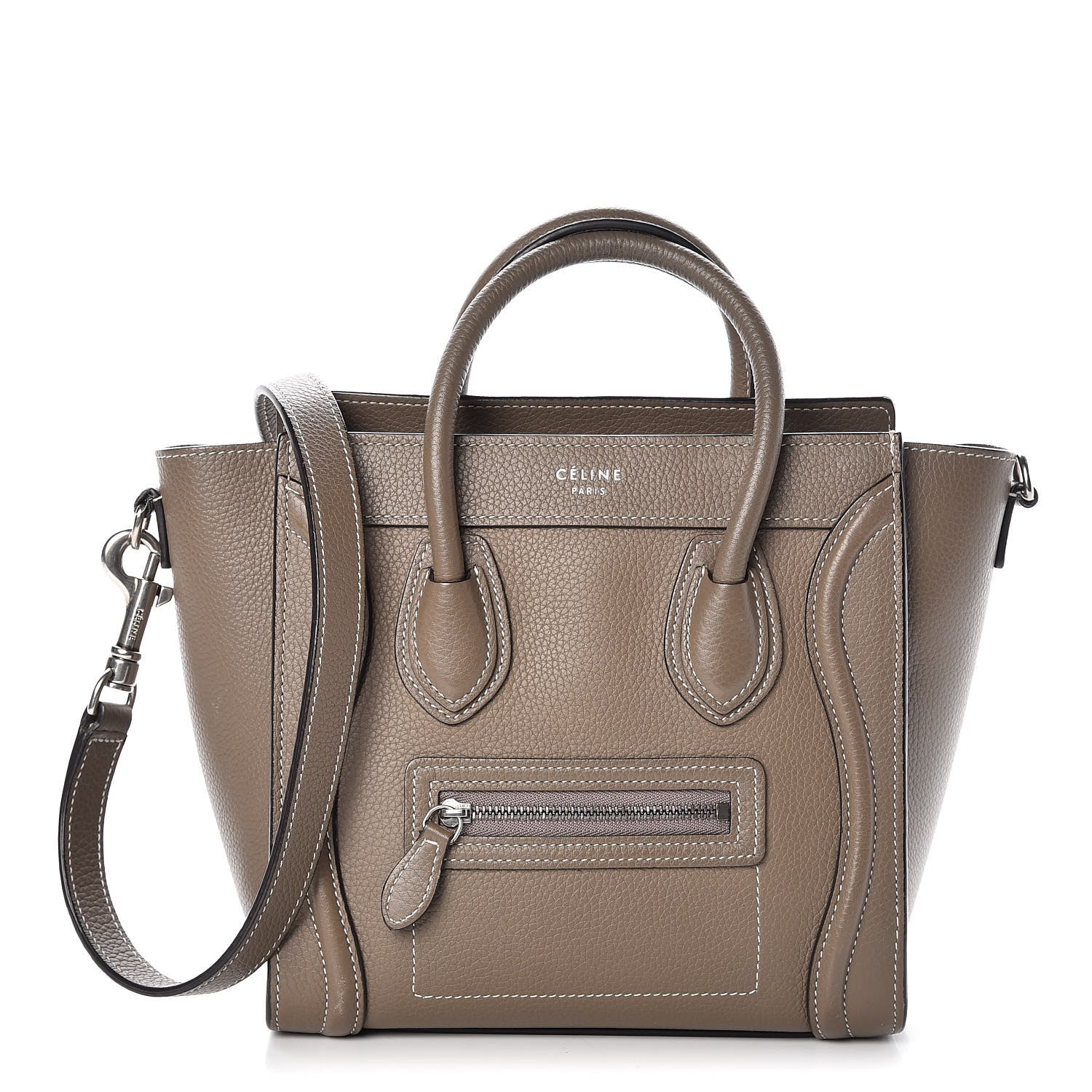 Celine Drummed Calfskin Nano Luggage Souris 1 of 12