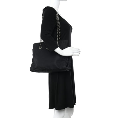 Prada Tessuto Nylon Acciaio Chain Shoulder Bag Black 3 of 11