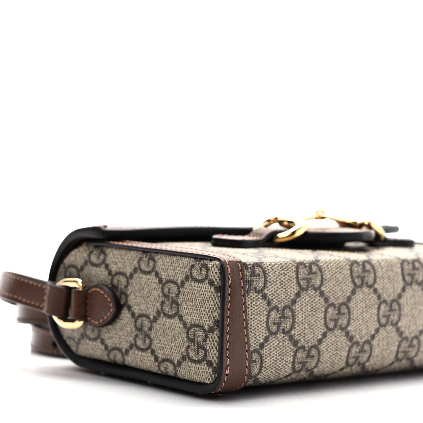GG Supreme Monogram Mini Horsebit 1955 Shoulder Bag Beige Brown Sugar