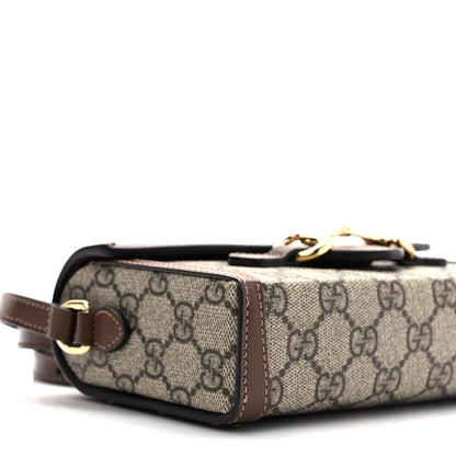 Gucci GG Supreme Monogram Mini Horsebit 1955 Shoulder Bag Beige Brown Sugar 8 of 9