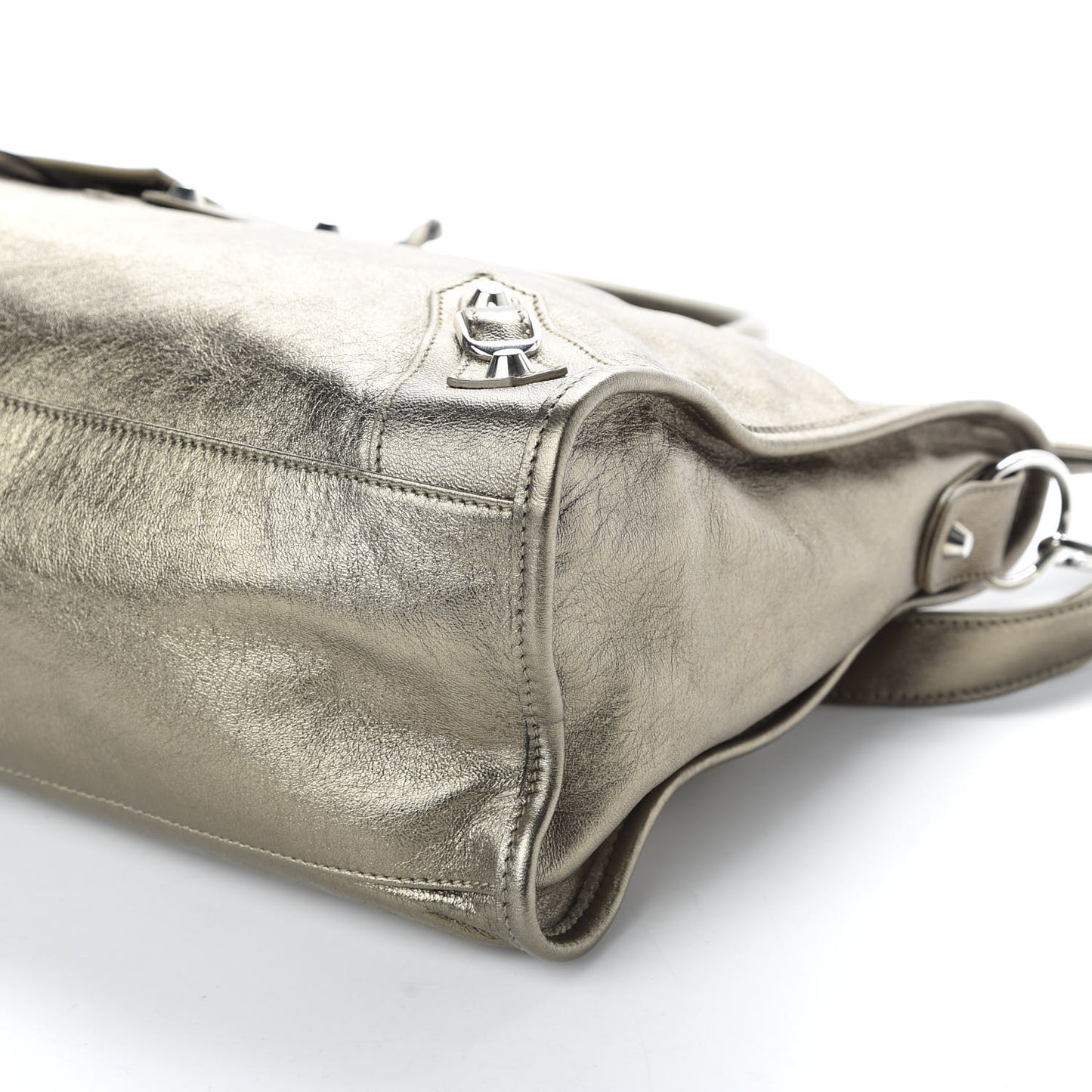 Metallic Agneau Classic Silver Hardware City Pewter