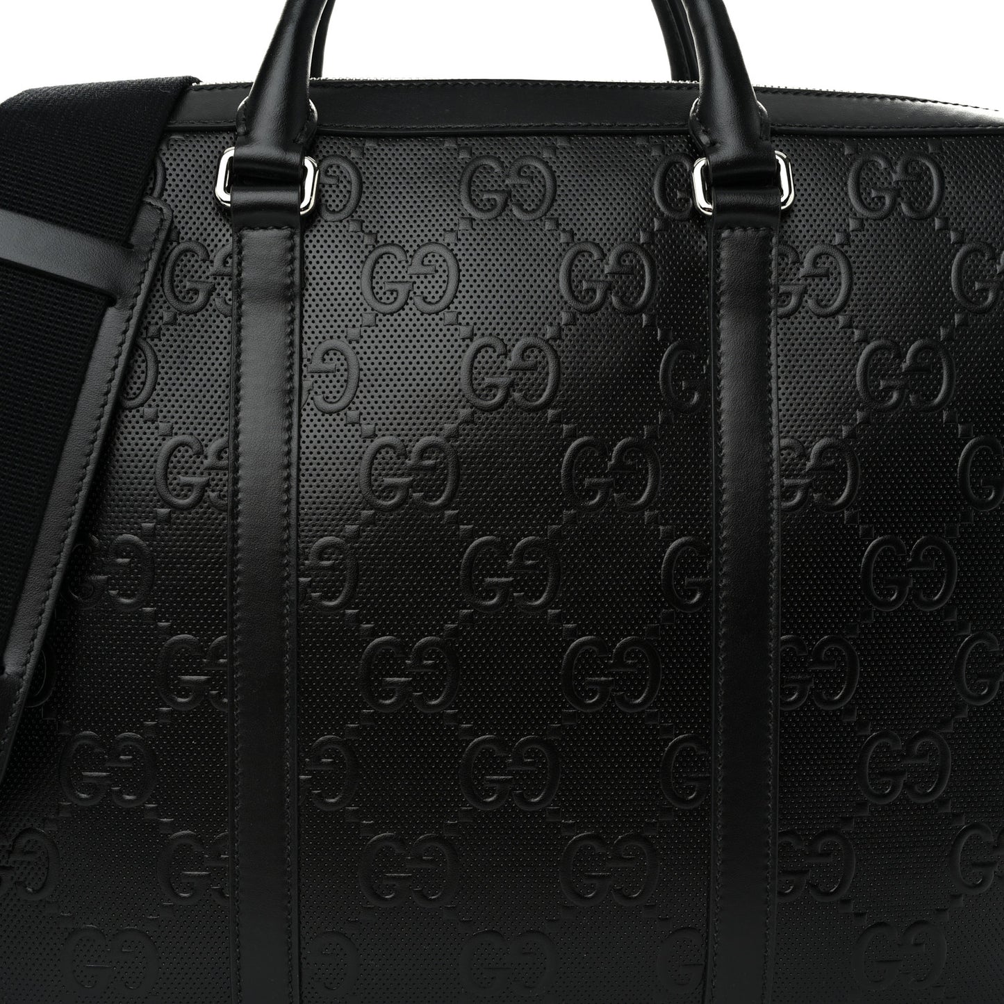 Calfskin GG Tennis Embossed Briefcase Black