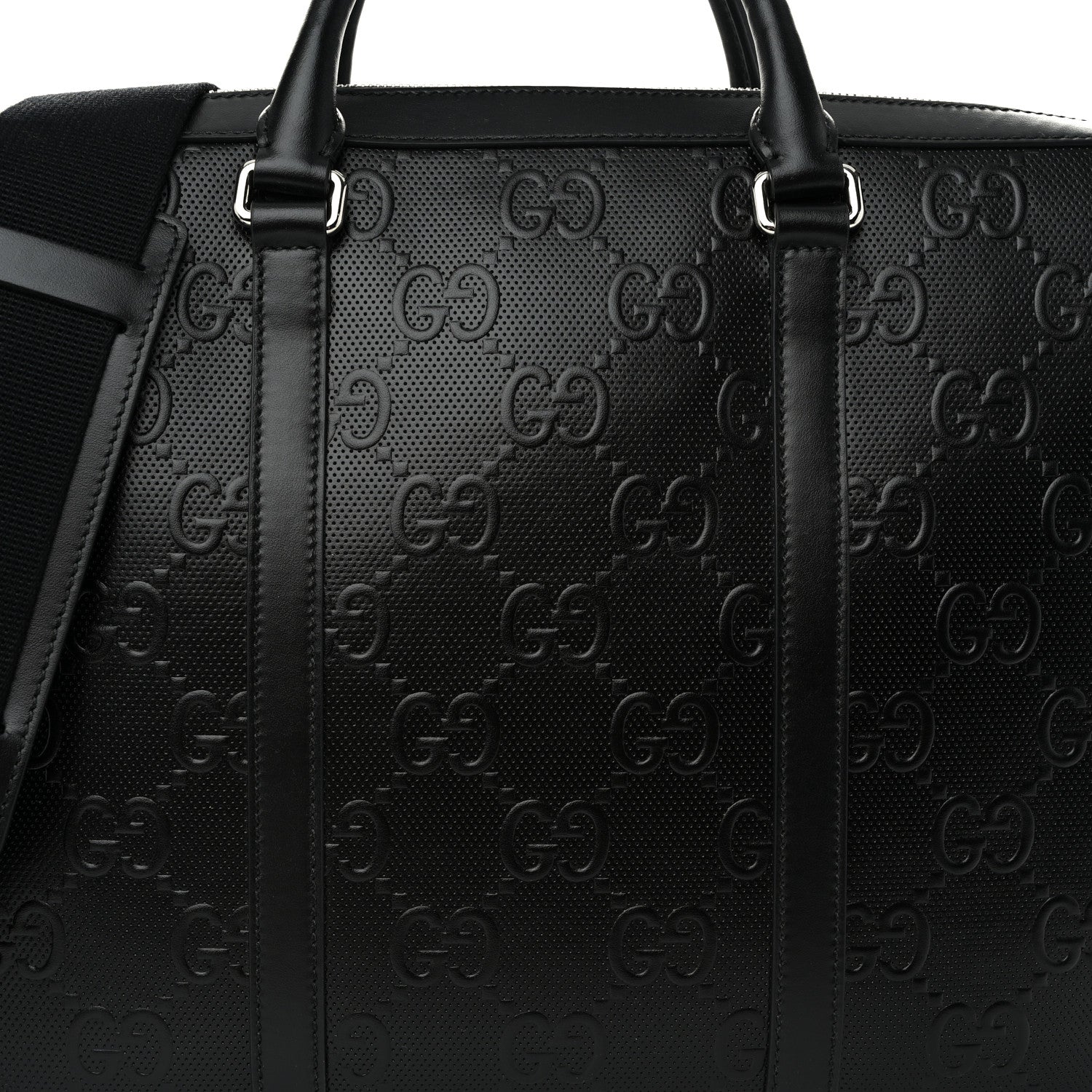 Gucci Calfskin GG Tennis Embossed Briefcase Black 8 of 10