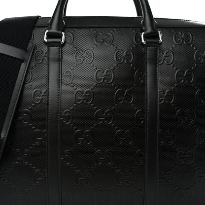 Gucci Calfskin GG Tennis Embossed Briefcase Black 8 of 10