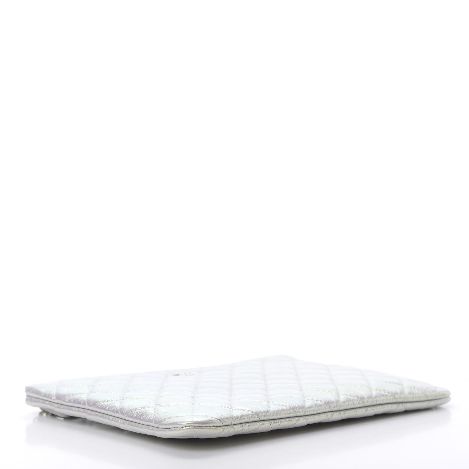 Chanel Iridescent Crumpled Calfskin CC Ripples Medium Cosmetic Case White 4 of 8