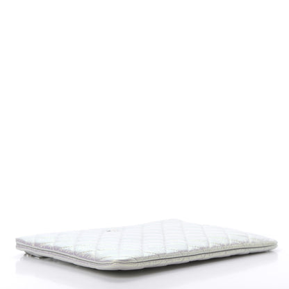 Chanel Iridescent Crumpled Calfskin CC Ripples Medium Cosmetic Case White 4 of 8