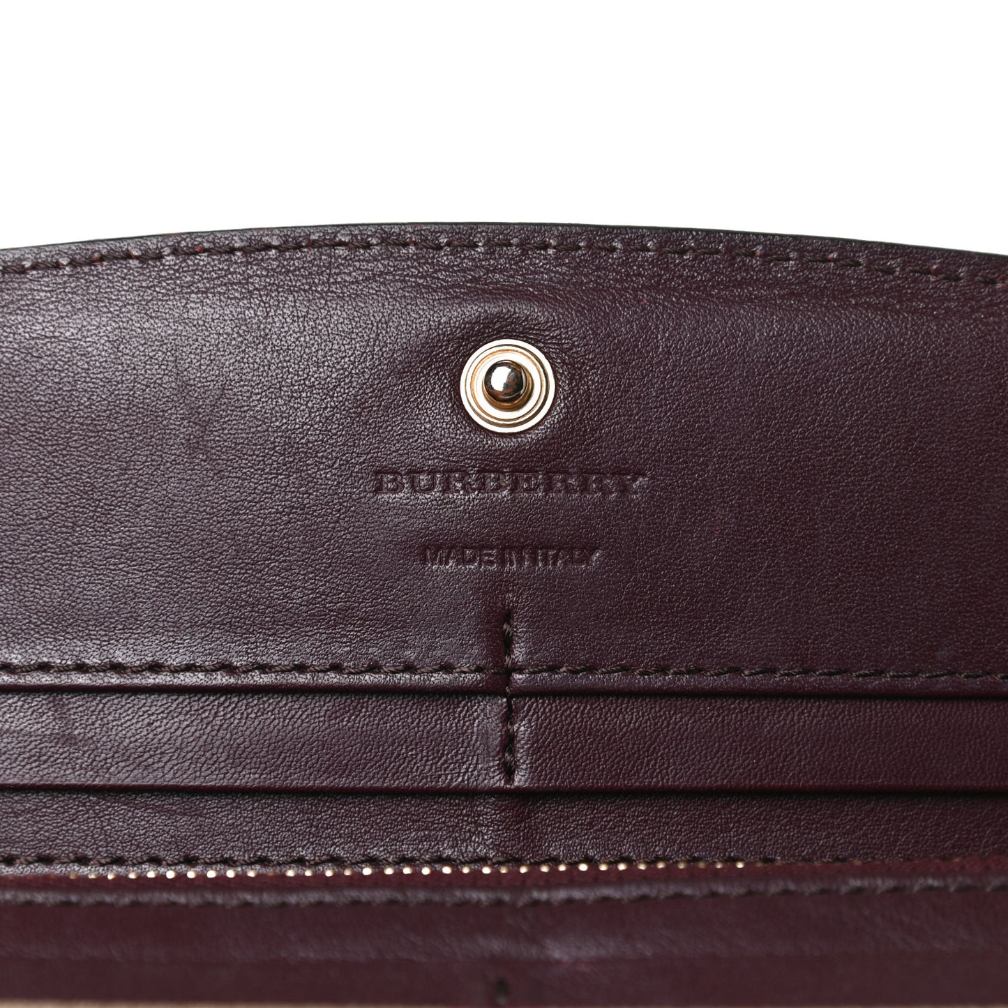 Grainy Calfskin House Check Continental Wallet Mahogany Red