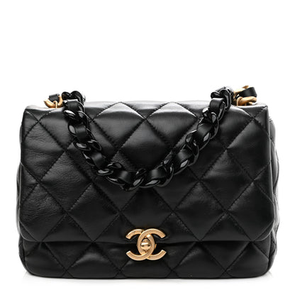 Chanel Lambskin Quilted Small Lacquered Chain Flap Black 1 of 11