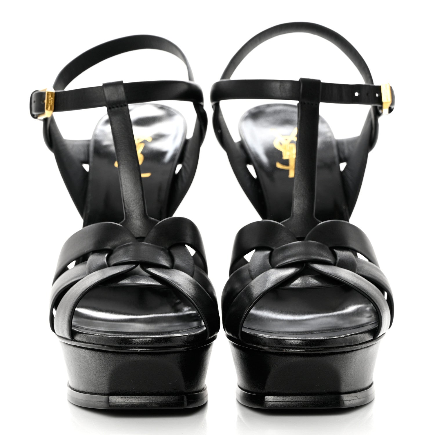 Saint Laurent Calfskin Tribute 105 Platform Sandals 39 Black 2 of 8