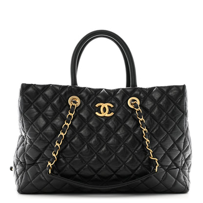 Chanel Aged Calfskin Quilted Large Coco Handle Shopping Tote Black 1 of 14