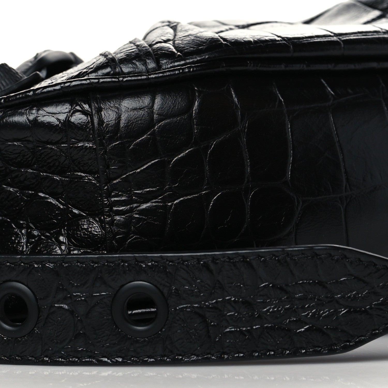 Balenciaga Extra Supple Calfskin Crocodile Embossed Monochrome Le Cagole Shoulder Bag XS Black 9 of 10