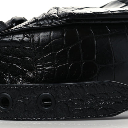 Balenciaga Extra Supple Calfskin Crocodile Embossed Monochrome Le Cagole Shoulder Bag XS Black 9 of 10