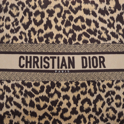 Christian Dior Canvas Mizza Embroidered Large Leopard Book Tote Beige 7 of 9
