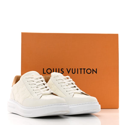 Louis Vuitton Grained Calfskin Embossed Monogram Mens Beverly Hills Sneakers 8 White 9 of 9