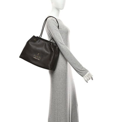 Gucci Calfskin Medium Braided Handle Gifford Tote Dark Brown 2 of 15