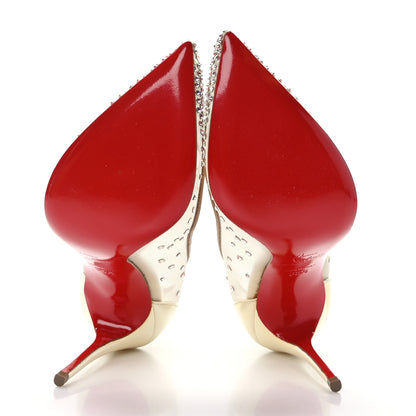 Christian Louboutin Metallic Nappa Crystal Strass Follies 100 Pumps 35.5 Ivory 5 of 8