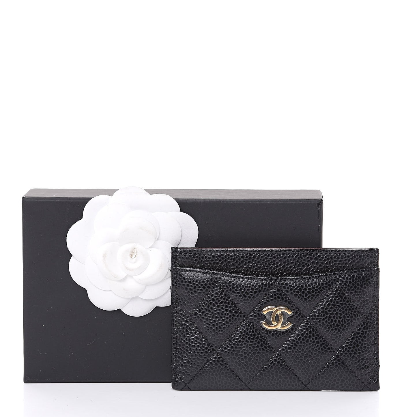 Caviar Quilted Card Holder Black
