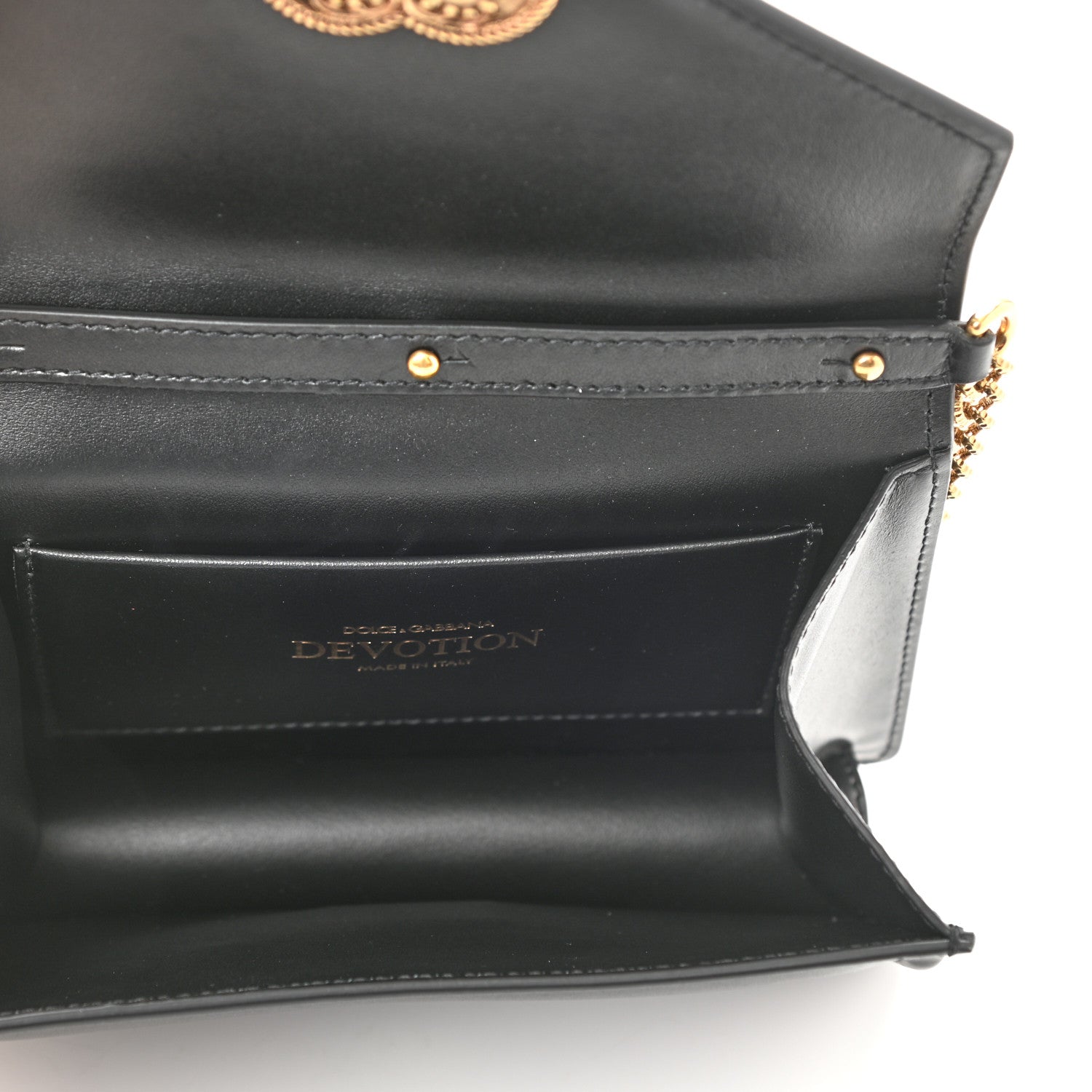 Dolce & Gabbana Smooth Calfskin Small Devotion Envelope Top Handle Bag Black 5 of 7