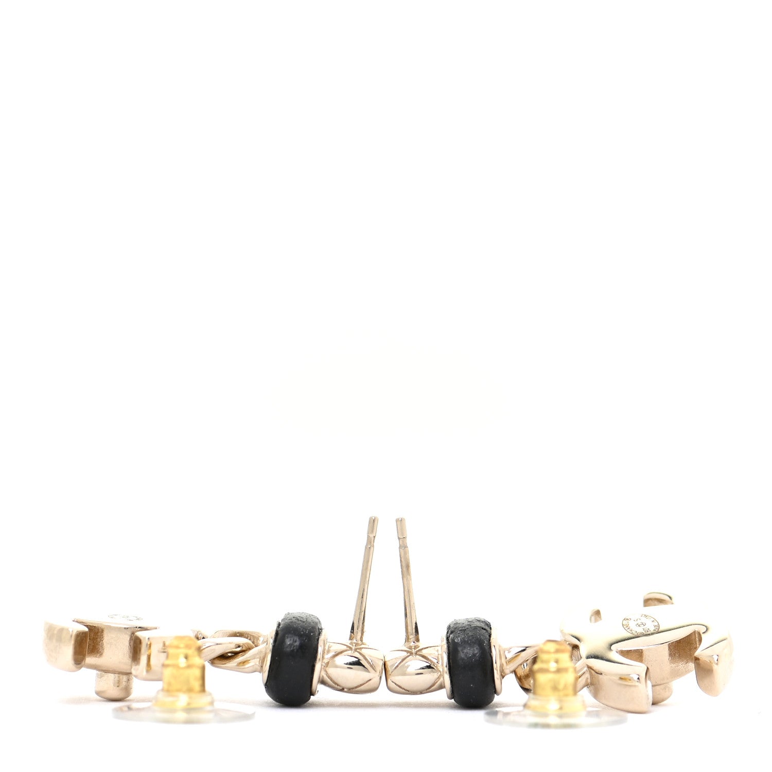 Chanel Lambskin CC Turnlock Drop Earrings Gold Black 3 of 5