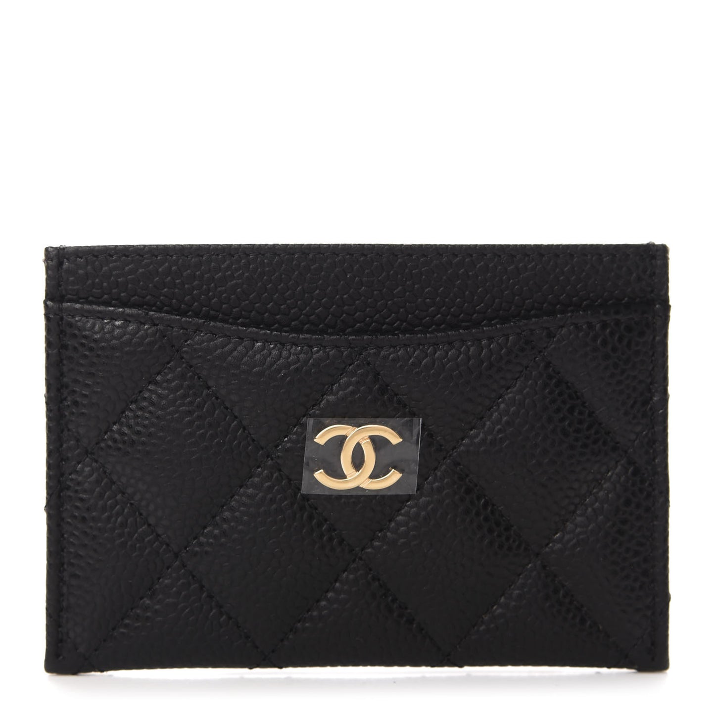Caviar Quilted Flap Card Holder Black