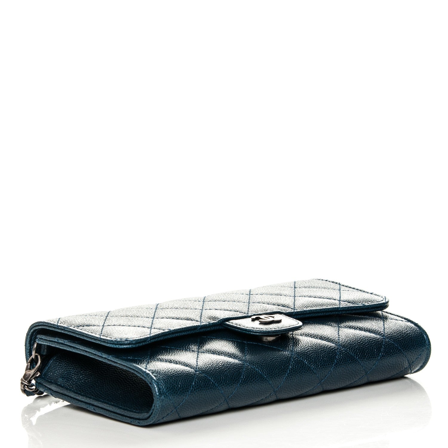 Chanel Caviar Quilted Wallet on Removable Chain Navy 4 of 9