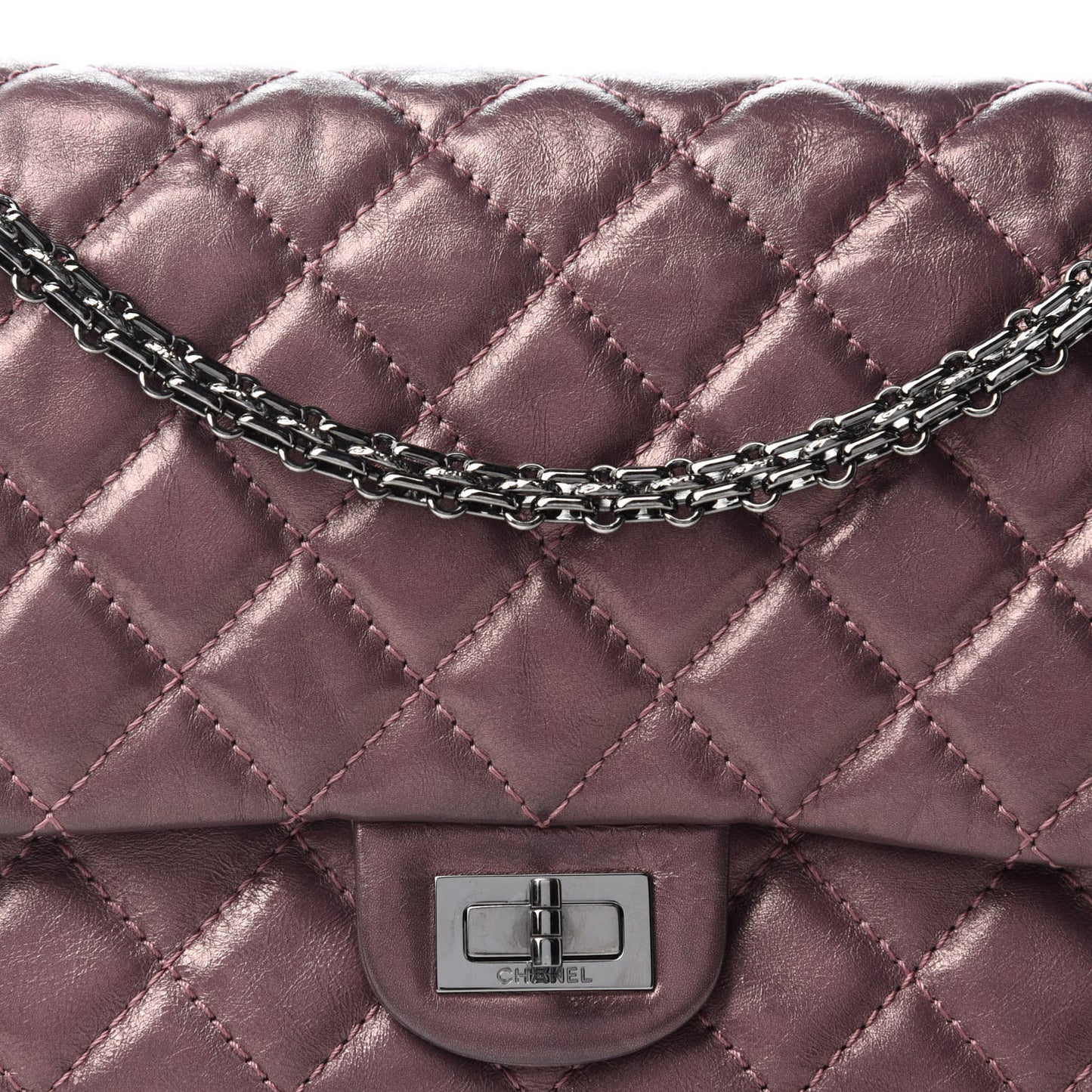 Metallic Aged Calfskin Quilted 2.55 Reissue 226 Flap Rose Fonce