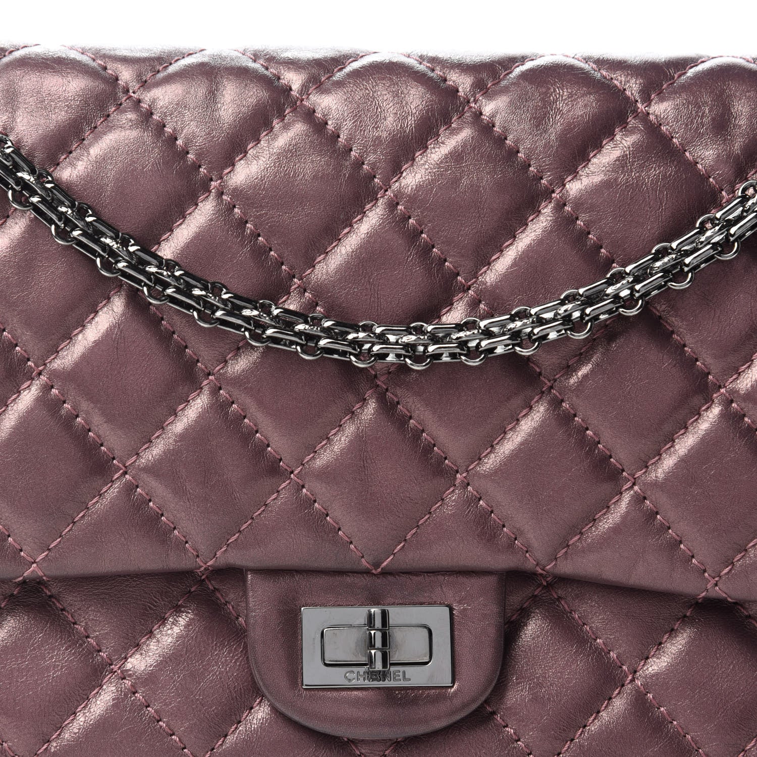 Chanel Metallic Aged Calfskin Quilted 2.55 Reissue 226 Flap Rose Fonce 12 of 13