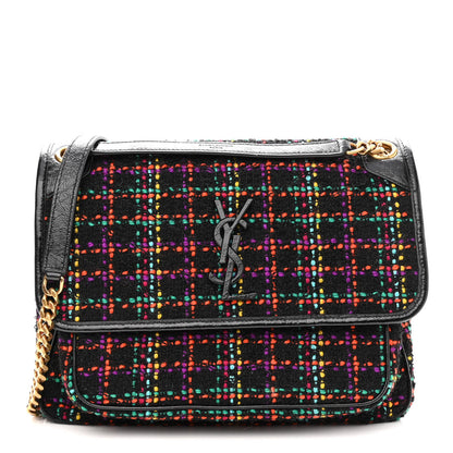Saint Laurent Tweed Calfskin Matelasse Monogram Medium Niki Chain Satchel Multicolor 1 of 9
