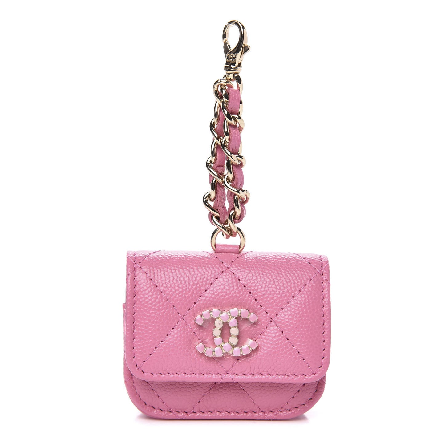 Caviar Quilted Crystal CC Airpods Pro Case Pink