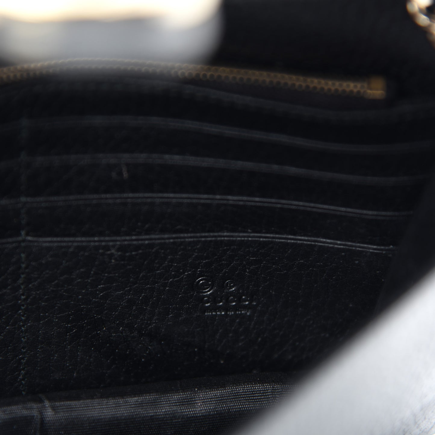 Dollar Calfskin Interlocking G Chain Wallet Black