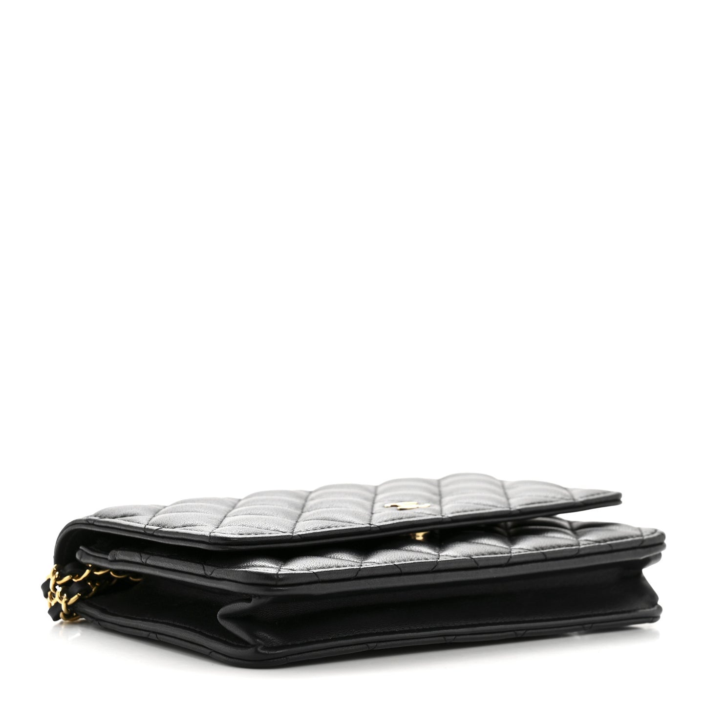 Lambskin Quilted Wallet On Chain WOC Black