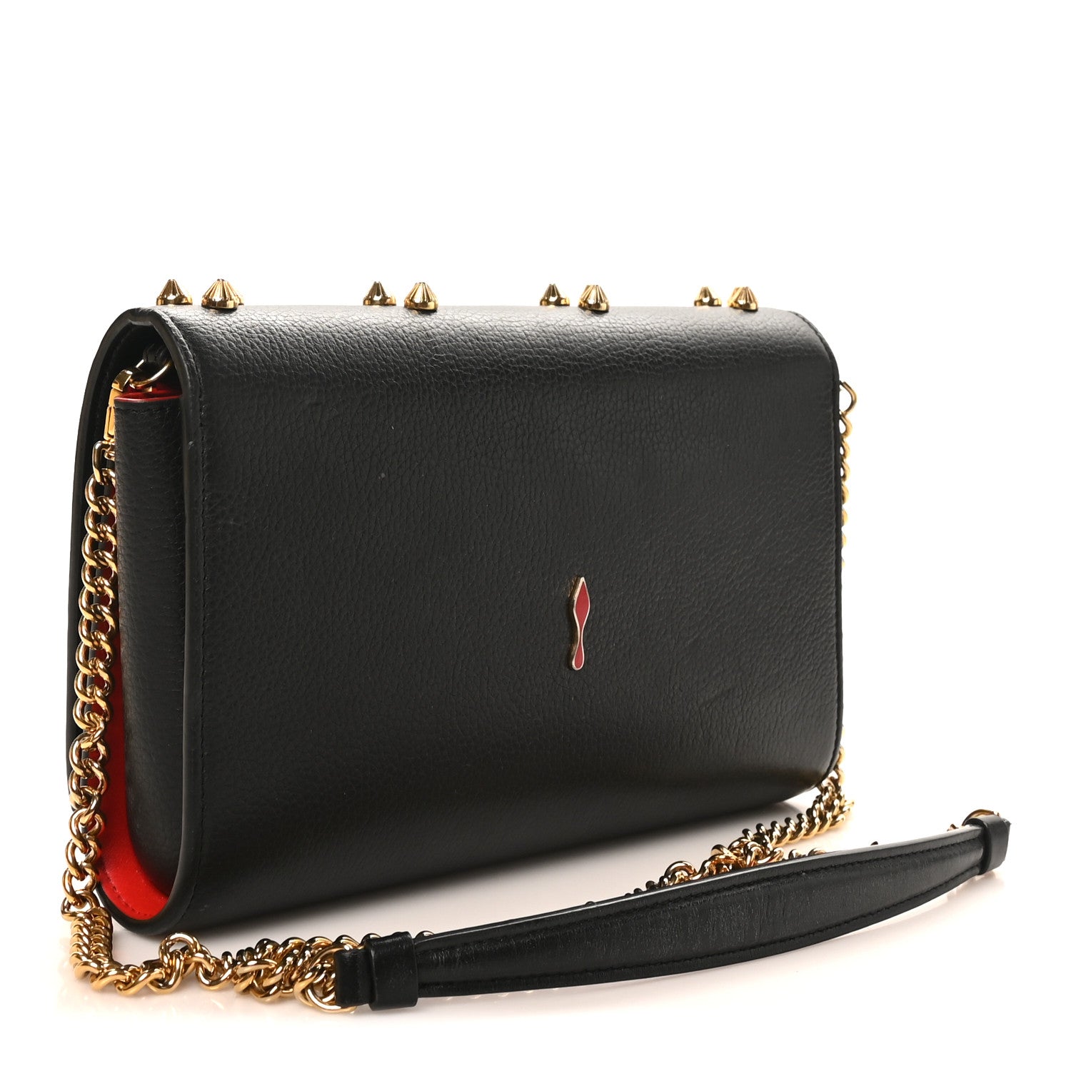 Christian Louboutin Calfskin Spikes Wallet On Chain Black 3 of 9