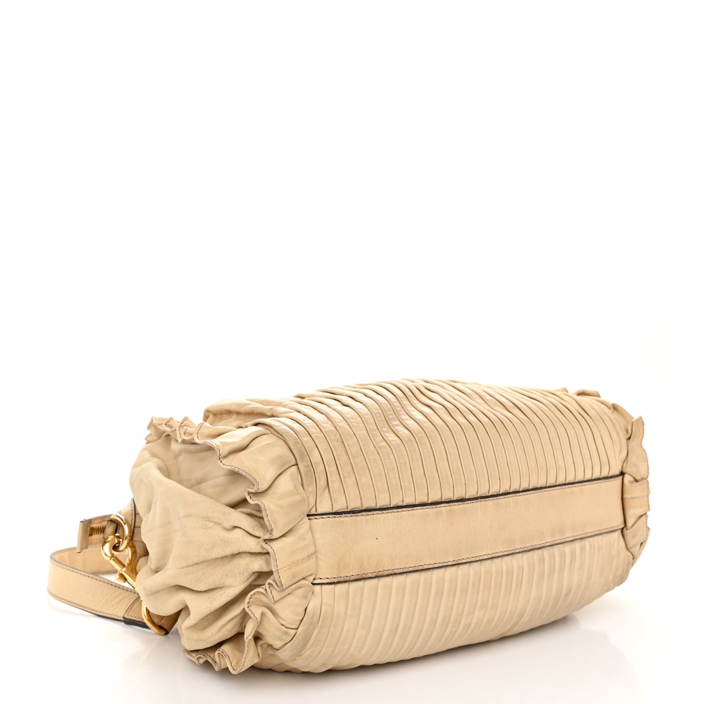 Calfskin Pleated Miss Gin Ruffle Bowler Tan
