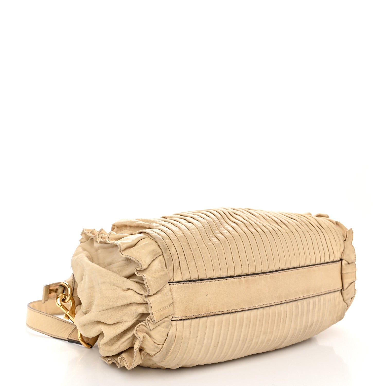 Dolce & Gabbana Calfskin Pleated Miss Gin Ruffle Bowler Tan 4 of 20