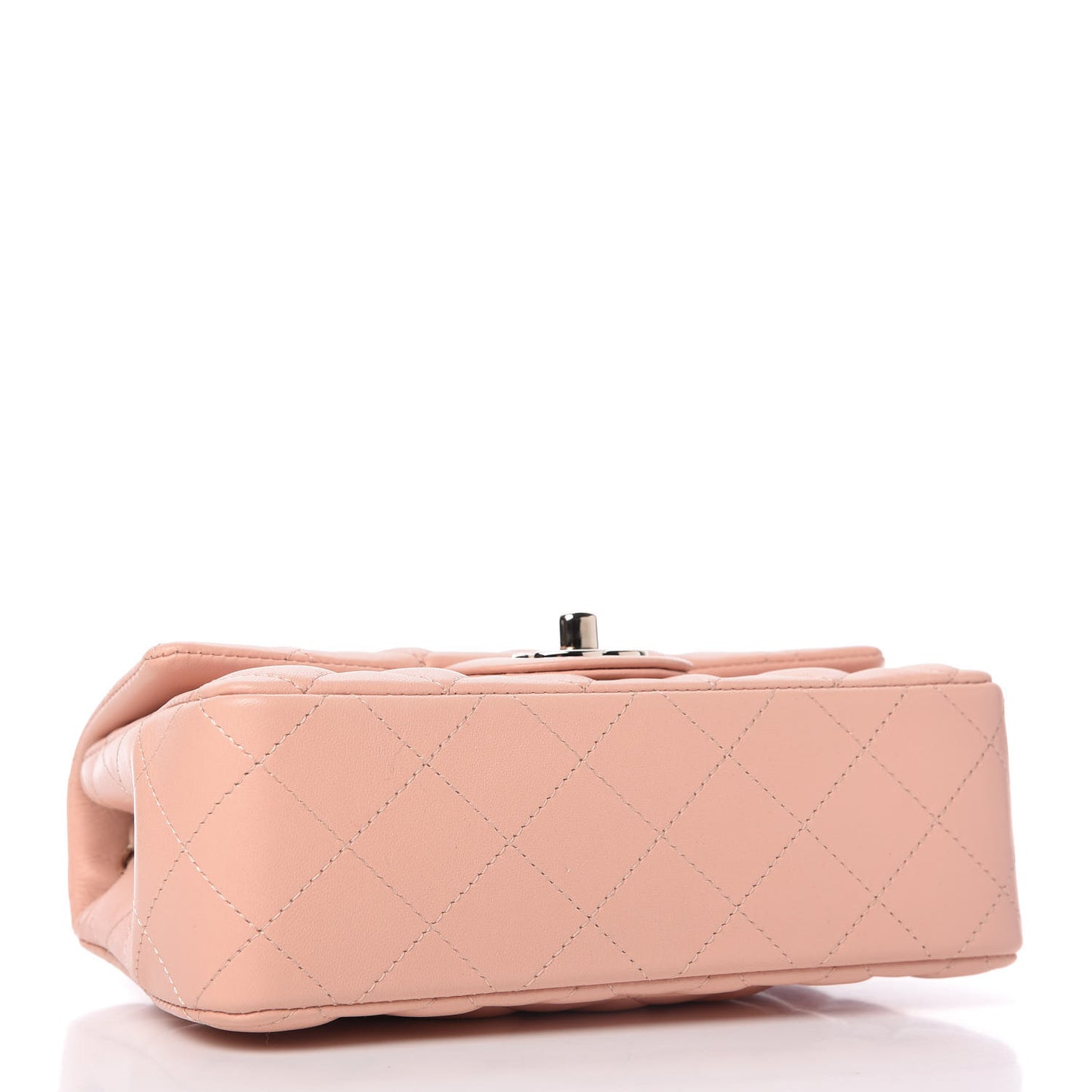 Lambskin Quilted Mini Rectangular Flap Light Pink