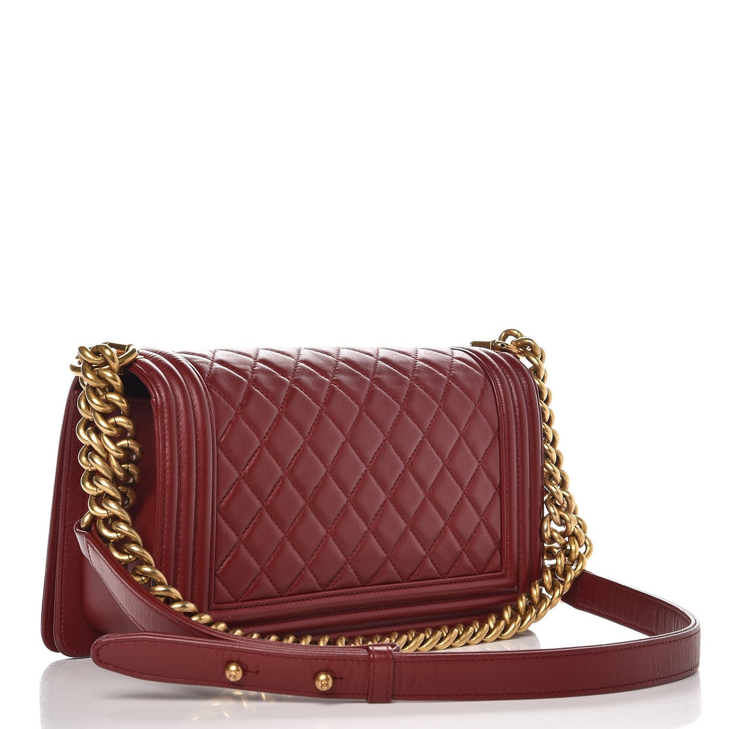 Lambskin Quilted Medium Boy Flap Burgundy