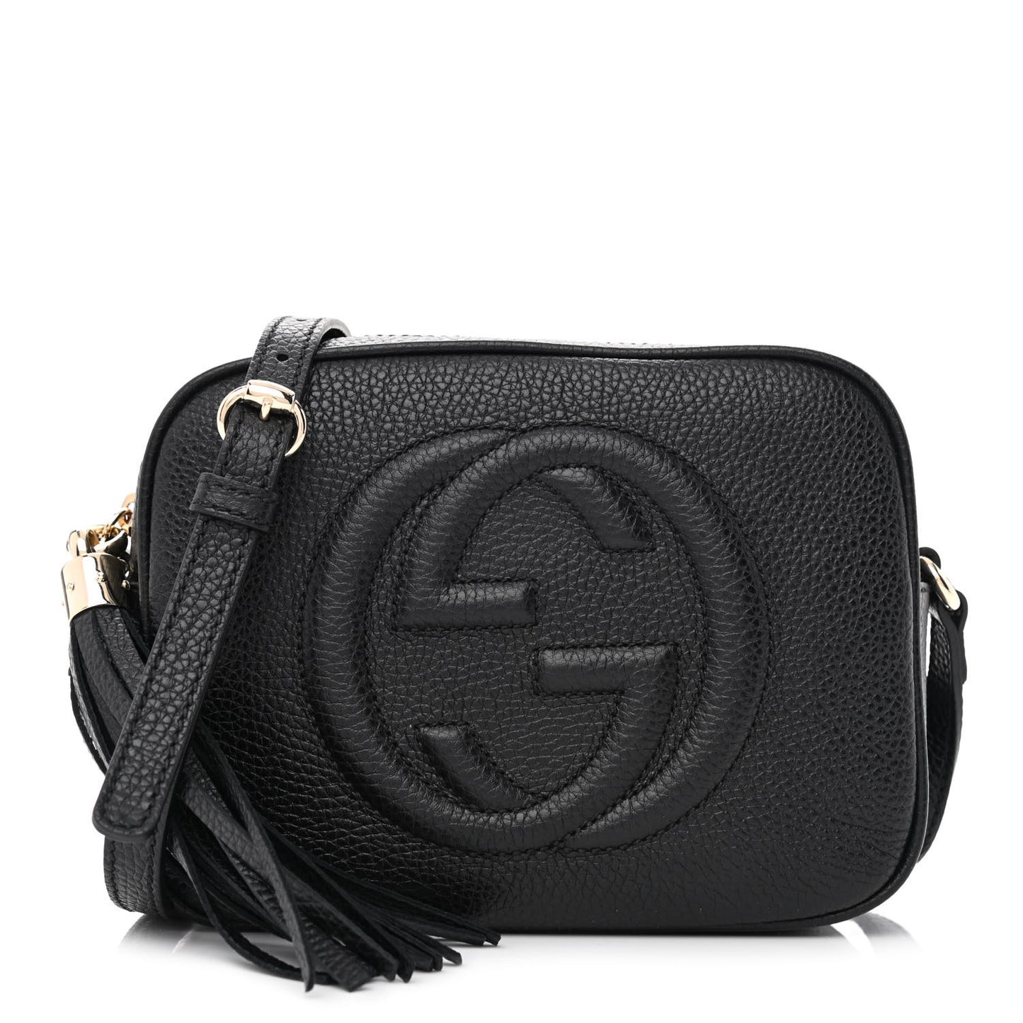 Pebbled Calfskin Small Soho Disco Bag Black