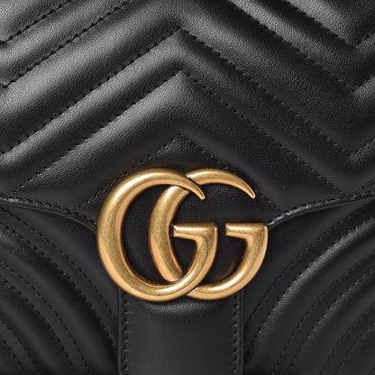 Gucci Calfskin Matelasse Sylvie Web Small GG Marmont Top Handle Shoulder Bag Black 8 of 10