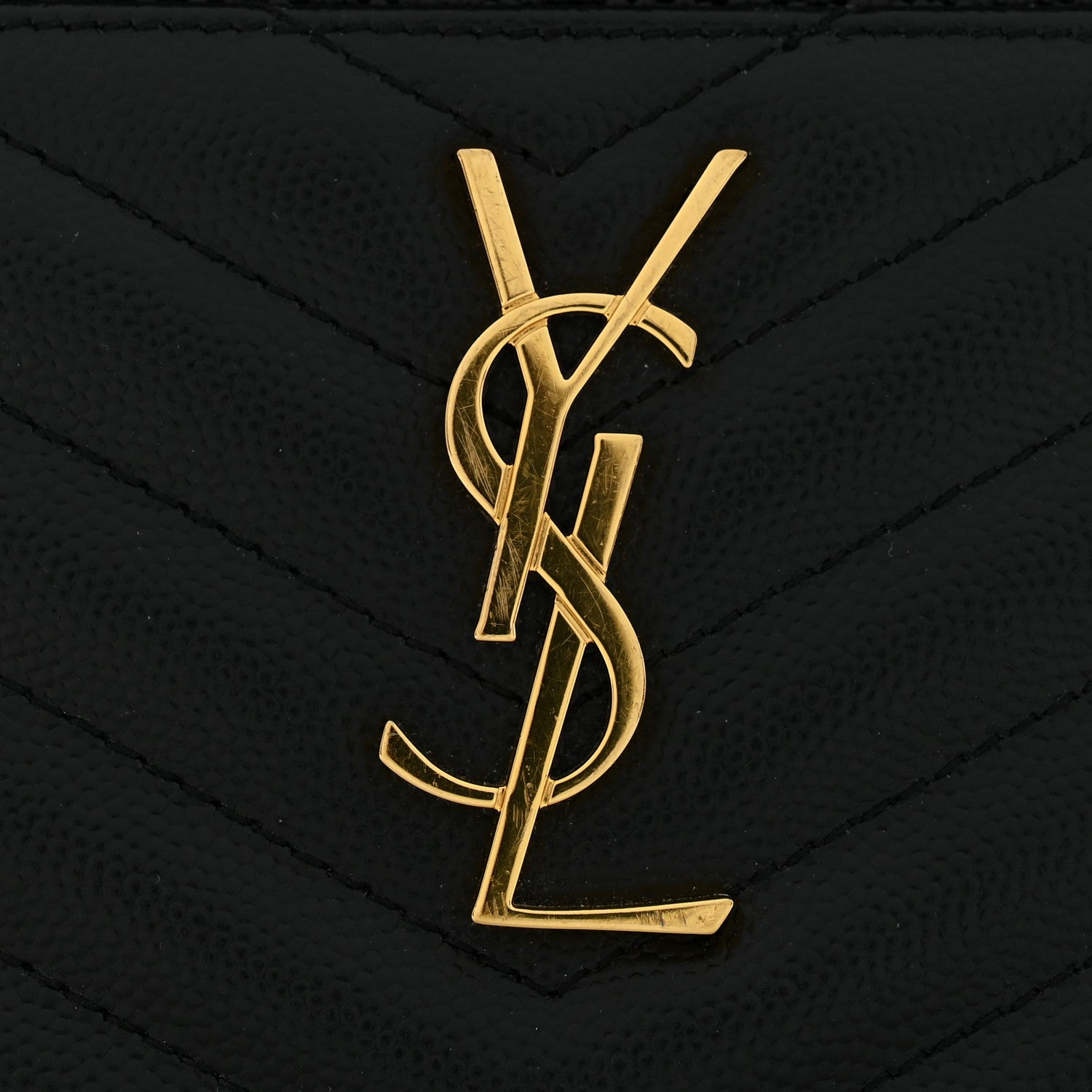 Saint Laurent Grain De Poudre Chevron Monogram Bill Pouch Black Black 8 of 9